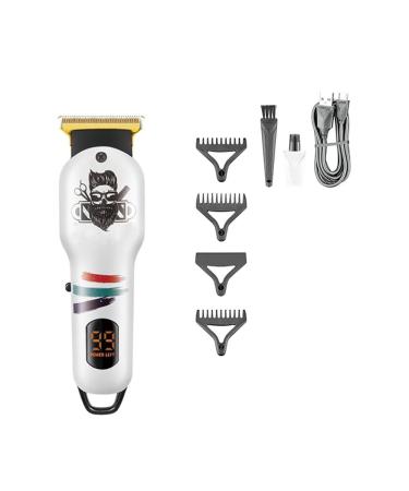 Hair Clippers Beard Trimmer Barber Clipper Cordless Professional Rechargeable Hair Trimmer for Men(White)