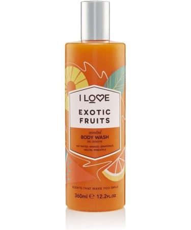 I Love Exotic Fruits Scented Body Wash Rich & Creamy Foam Which Contains Natural Fruit Extracts Includes Pro Vitamin B5 For Moisturised & Silky Smooth Skin CrueltyFree & VeganFriendly 350ml - Buy Online on GoSupps.com