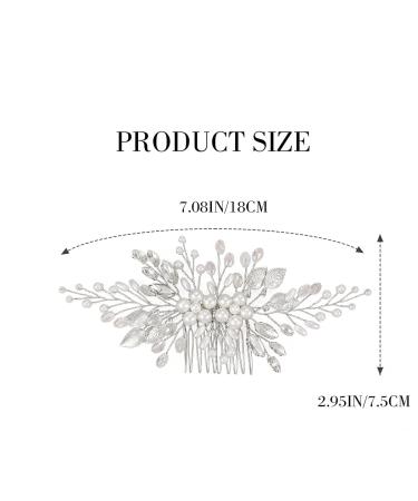 Yean Bride Leaf Pearl Wedding Hair Comb - Rhinestone Hair Accessories (Silver) - Buy Online on GoSupps.com