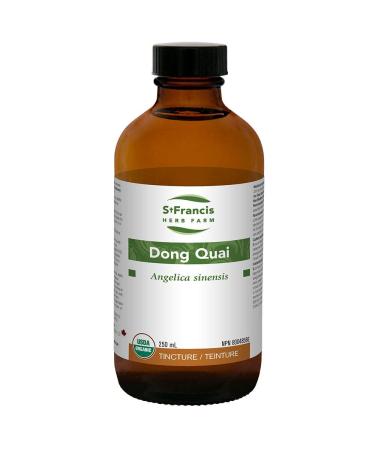 St Francis Herb Farm - Dong Quai (Angelica sinensis root) Certified Organic Herbal Tincture Extract Dong Quai serves to treat a range of gynecological problems such as the symptoms of menopause menstrual cramps irregular menstrual periods retarded menstru