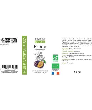 Organic Plum Oil - 100% pure and natural - Origin France - 50ml - Laboratoire Propos Nature - Buy Online on GoSupps.com