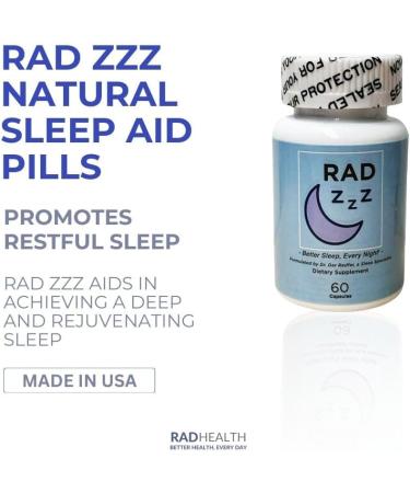 Rad ZZZ Natural Sleep Aid Pills - 60 Capsules | Promotes Restful Sleep | USA-Made | International Shipping Available - Buy Online on GoSupps.com