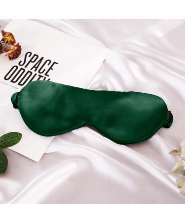 THXSILK Sleep Mask 100% 22 Momme Pure Mulberry Silk Super Smooth Cooling Eye Mask Blackout for Women/Man/Kids Eye Cover with Wide Head Strap Good Night Sleep Comfortable Travel and Nap Emerald Green