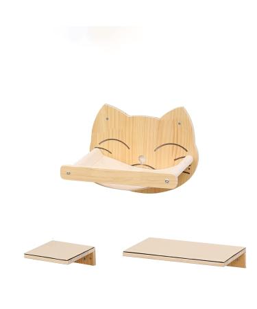 BCOH Cat Wall Shelf and Bed for Kitten - Wall-Mounted Cat Bed & Furniture- Wooden Cat Hammock for Wall - Cat Shelves and perches for Sleeping and Playing  Solid Wood Cat Climbing Shelf for Indoor