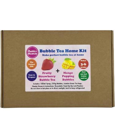 Fruity Strawberry with Mango Popping Bobas Bubble Tea Kit 3 to 6 Drinks Strawberry and Mango - Buy Online on GoSupps.com