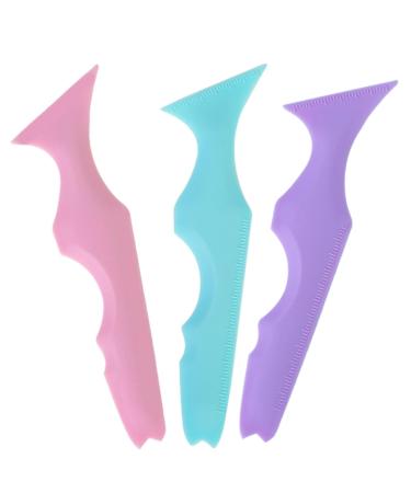 Mikinona Blue Eyeliner Pencil 3pcs Silicone Beauty Ruler Lipstick Eyelash Shield Applicator Lash Tool Mascara Applicator Massage
