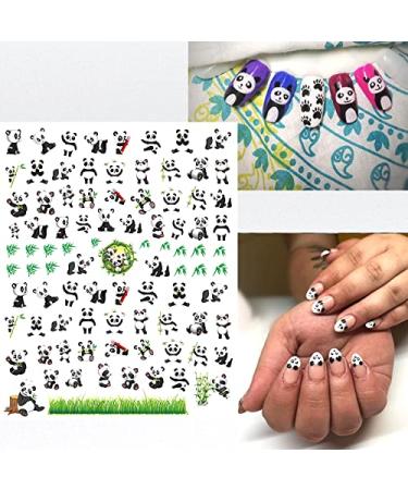 Panda Nail Stickers Decal - 5 Sheets 3D Self-Adhesive Cute Cartoon Nail Art Supplies for Women, Kids & Girls - Designer Manicure DIY Decorations - Buy Online on GoSupps.com