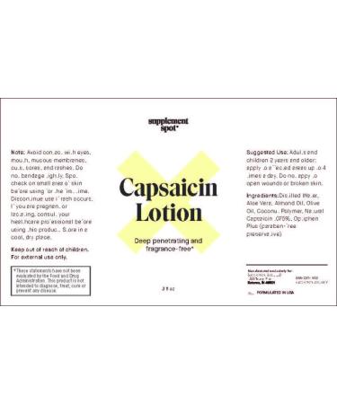 Supplement Spot No Pain Capsaicin Lotion 3 oz - Arthritis & Joint Pain Relief - Buy Online on GoSupps.com