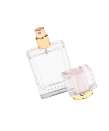 siduytin Empty Glass Perfume Fragrance Bottle Aftershave Spray Containers 50ml Pink Cap Delicate and Chic