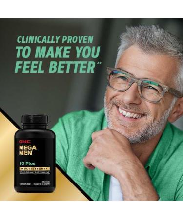 GNC Mega Men 50 Plus Multivitamin | Antioxidants | Heart Health | Prostate and Circulatory Support | 120 Count - Buy Online on GoSupps.com