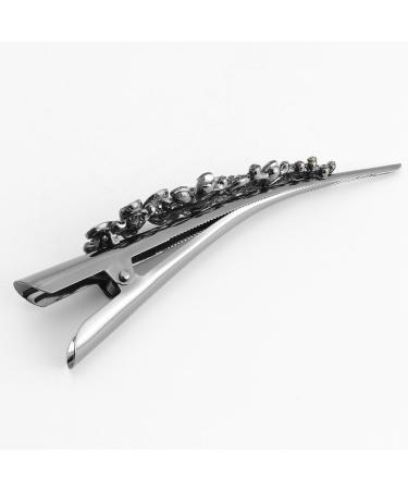 Mobestech Duckbill Clip Rhinestone Alligator Hair Clip Studded Hairpin Hair Clip Metal Bobby Pin Hair Barrette Headwear Hair Accessory for Women Girls Hair Styling (Grey) - Buy Online on GoSupps.com