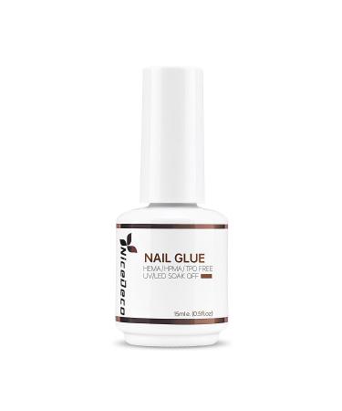 Nicedeco Gel Nail Glue 4 in 1 Super Strong Nail Glue False Nail Glue Compatible with Acrylic-Nails Soft Gel Nail Tips and Press On Nails Need Curing Under Nail Lamp Long Lasting 15ML