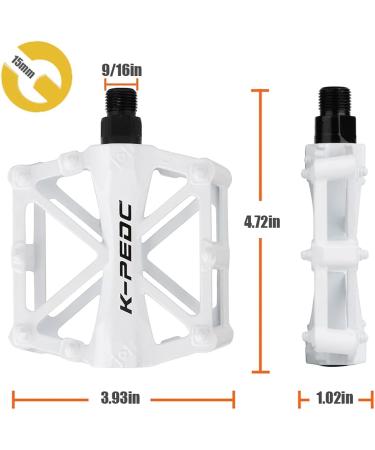 boruizhen Lightweight Aluminium CNC Bike Platform Pedals for MTB BMX - White - Buy Online on GoSupps.com