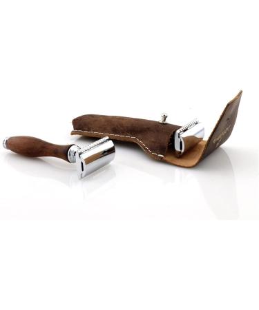 JAG Shaving Razor Hobel - Sustainable Double-Edged Razor with Leather Case | Eco-Friendly Shaving Gift Set for Men & Women - Buy Online on GoSupps.com