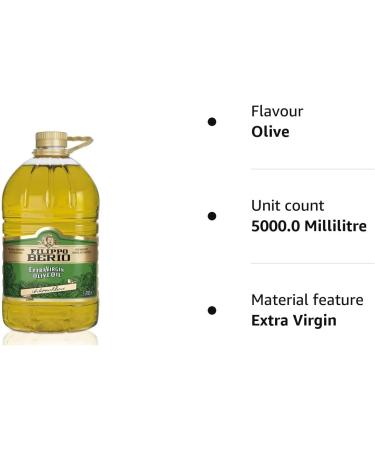 Filippo Berio Extra Virgin Olive Oil 5L - Premium Quality Olive Oil 5 l (Pack of 1) - Buy Online on GoSupps.com