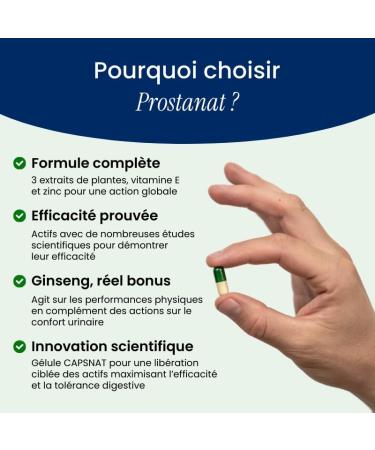 NaturAvignon Prostanat Laboratory | Prostate Urinary Comfort Physical Performance | Saw Palmetto + Squash Seeds + Ginseng | Made in France | 60 Capsules (1 Month) - Buy Online on GoSupps.com