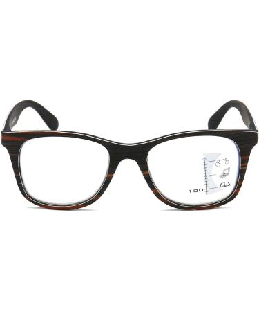 Koosufa Progressive Multifocus Reading Glasses for Men & Women - Anti-Blue Light Retro Design Wood Color Available in Multiple Strengths - Buy Online on GoSupps.com