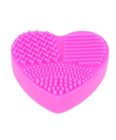 Cabilock Silicone Tool Brush Cleaner Mat Brush Cleaning Pad Brush Washing Mat Makeup Brush Cleaning Tool Heart-shaped Cleaning Supplies 8X8.5cm Rosy