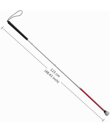 White Cane Aluminum Mobility Folding Cane for The Blind (Folds Down 4 Sections) (123 cm (48.4 inch)) - Buy Online on GoSupps.com