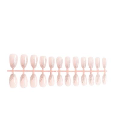 CAOQAO 24pcs Press On Nails Medium Length Coffin Nails Pink Nails Glossy False Nails Full Cover Prom Nails Automatic Nail Files for Natural Nails (Pink One Size) One Size Pink