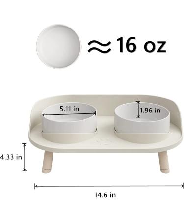 Elevated Cat Food Bowls - No-Spill Design, 3 Heights, Anti-Vomiting, 5 Ceramic Bowl for Small/Medium Pets - White - Buy Online on GoSupps.com