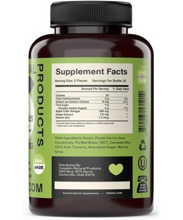 Complete Natural Products Green Apple Cider Vinegar Gummies - 60 Count Fermented with The Mother - Buy Online on GoSupps.com