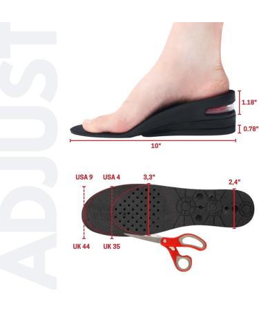 Height Increase Insoles for Men & Women | 2.75" Shoe Lifts with Arch Support | Elevated Cushioned Heel Inserts - Breathable Comfort in Black - Buy Online on GoSupps.com
