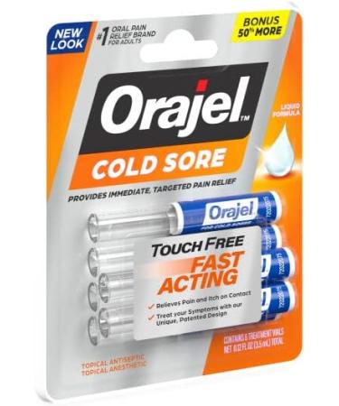 Orajel Cold Sore Touch-Free Fast Acting Liquid Formula Relieves Pain and Itch on Contact 6 Count (Pack of 4) - Buy Online on GoSupps.com