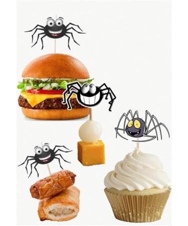 Halloween Happy Spiders Cupcakes Toppers Party Food Decorations Sticks Picks (24 Pack) - Buy Online on GoSupps.com