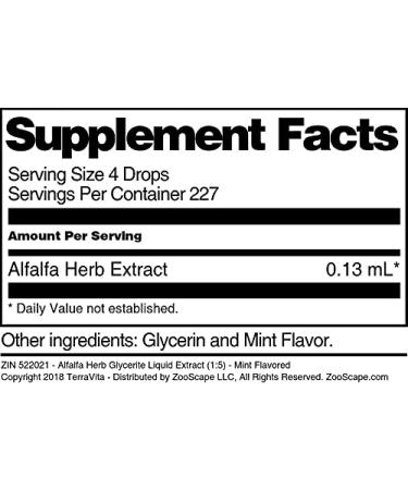 Alfalfa Herb Glycerite Liquid Extract (1:5) - Mint Flavored (1 oz ZIN: 522021) - Buy Online on GoSupps.com