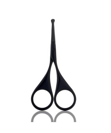 Small Scissor Beard Scissors Professional Moustache Scissors Ear and Nose Hair Trimming Scissors Stainless Steel (Round-Headed 04 Black)