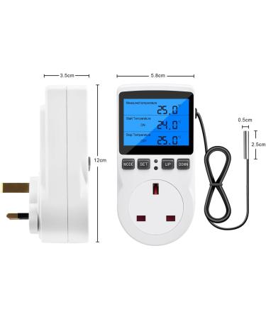 Diymore 220V Digital Temperature Controller Thermostat with Backlight LCD Screen - Ideal for Greenhouse, Farm, and Terrarium - Buy Online on GoSupps.com