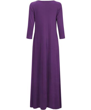 Jacansi Women's 3/4 Sleeve Maxi Dress with Pockets - XXL Purple - Buy Online on GoSupps.com