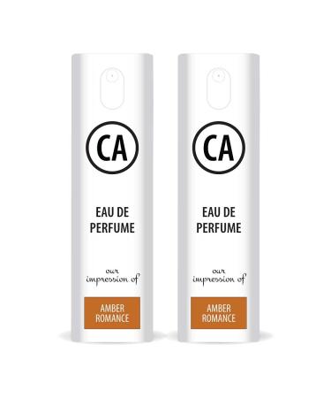 CA Perfume Amber Romance For Men & Women Fragrance Refillable Atomizer Sample Travel Size Concentrated Hypoallergenic Long Lasting Eau de Parfum Spray 0.33 Fl Oz/10ml-X2