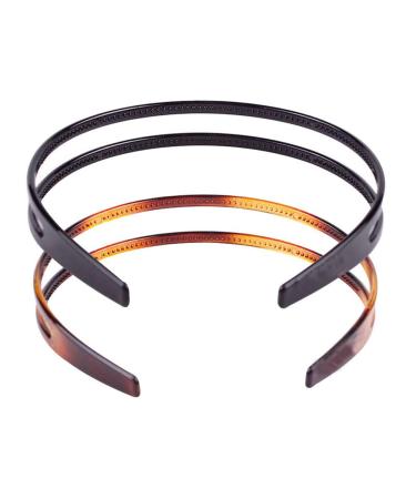 Mollensiuer Double-layer Plastic Headbands Fine Tooth Hair Hoop Set for Women and Girls - Black + Brown - Buy Online on GoSupps.com