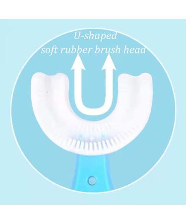 Owno 2 Pack Children's U-Shaped Toothbrush - Food-Grade Soft Silicone Brush - Easy Grip Handle - Oral Cleaning Design - Baby Care - Pink & Blue - Buy Online on GoSupps.com