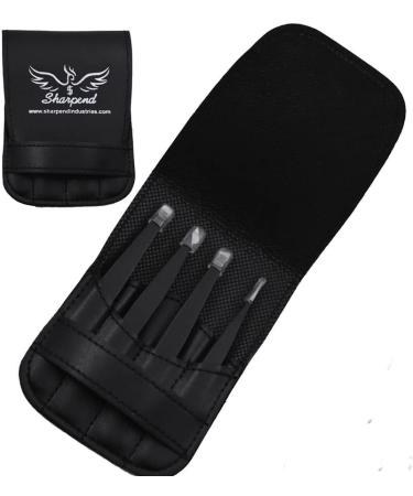 Sharpend Tweezers Set 4 Pieces - Professional Stainless Steel Tweezers for Eyebrows Great Precision for Facial Hair Splinter and Ingrown Hair Removal Anti-rust Alloy Tweezers for Women & Men (Black) - Buy Online on GoSupps.com
