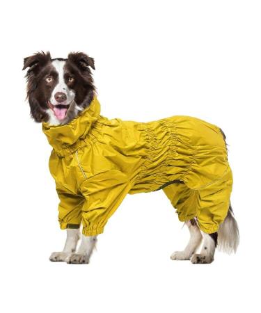 Geyecete rain coat for dogs with four legs dogs rain jackets with dishes hole reflective full wrap elastic waterproof coat for large medium and small dog -yellow -M m yellow - Buy Online on GoSupps.com