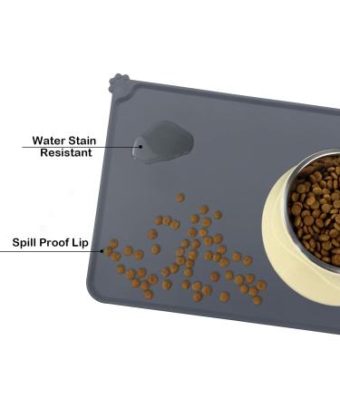 CS COSDDI Non-Slip Pet Feed Mat - Silicone Dog & Cat Food Pad (53x37cm) in Gray | Durable & Easy to Clean - Buy Online on GoSupps.com