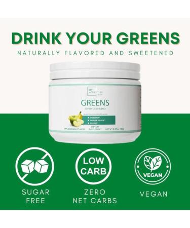 Apple Banana Greens Powder Superfood 5.29oz - Keto Friendly, Vegan, Sugar Free - Natural Energy & Gut Health Boost - Low Carb Superfood Supplement - Buy Online on GoSupps.com