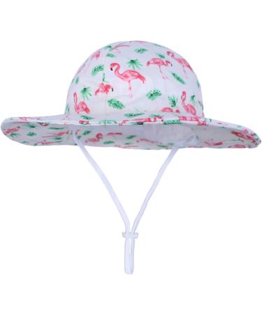 LANGZHEN Baby Girls Beach Sun Hat with Chin Strap - Flamingo Buff, 4-8 Years - Buy Online on GoSupps.com