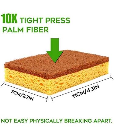 Petersty 16 Pack Biodegradable and Compostable Sponges Scouring Pad Palm Fiber -Friendly Sponge for Kitchen Dishes Cleaning - Buy Online on GoSupps.com