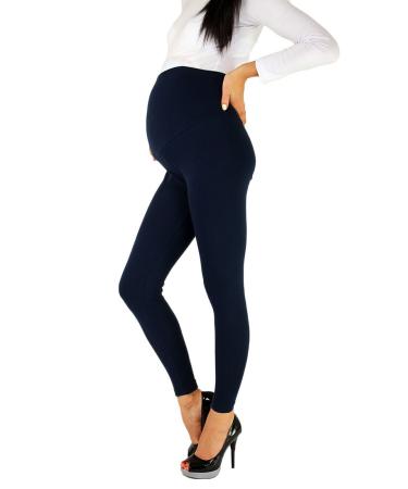 FUTURO FASHION Womens Maternity Leggings Full Ankle Length Cotton Leggings Comfortable Maternity Leggings for Ladies Soft Pregnancy Pants Belly Support Size 8-22 10 Navy