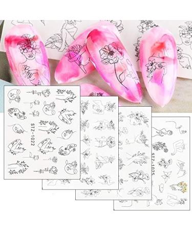 CHANGAR Abstract Lady Face Nail Sticker Decals Geometry Lining Animal Nail Art Water Transfer Sticker Rose Skull Bone Water Sliders Paper Nail Art Decor Gel Polish Sticker Manicure Tips - Buy Online on GoSupps.com