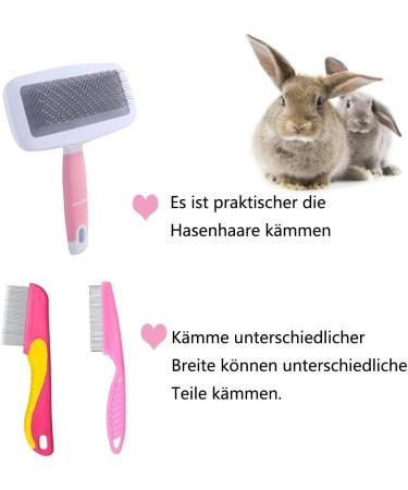 Rabbit Grooming Brush Small Pet Hair Brush Kit Rabbit Brush Massage Brush Bunny Nail Clippers Small Pet Grooming Brush Kit for Cats Puppies Rabbits Hamsters (Pink) - Buy Online on GoSupps.com