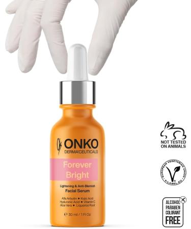 ONKO DERMA'CEUTICALS Forever Bright Face Serum Advanced Facial Treatment Serum Hyaluronic Acid Glycolic Acid Acne Treatment Dark Spot Corrector 30 ml - Buy Online on GoSupps.com