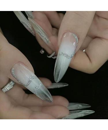 Temperament-enhancing nail art handmade spice nails simple and gradual changes white nail art in Europe and America detachable nail patch.(S) - Buy Online on GoSupps.com
