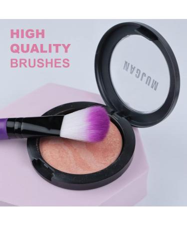 MUJGAN Professional Makeup Brushes Set 12 make up brushes with Beauty Blender Brush Cleaner & Makeup Brush Holder Purple - Buy Online on GoSupps.com