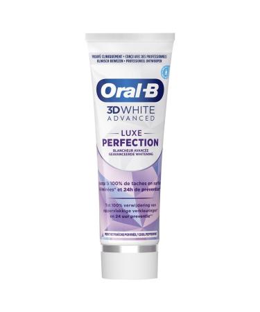 Oral b toothpasta 3d White Advanced Luxe Perfection Whitening toothpaste removed spots on the surface protection against stains clinically proven refreshing peppermint aroma 75 ml