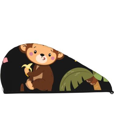 Buy Microfiber Hair Drying Cap - Monkeys Swinging from Palms | Soft Absorbent Towel Wrap for Quick Drying Curly Long & Thick Hair - Buy Online on GoSupps.com